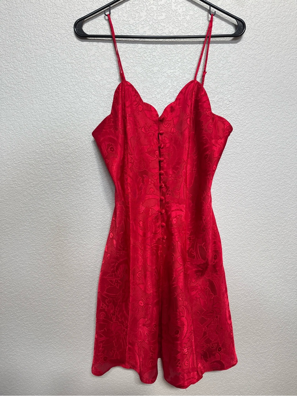 Vintage Gold Label Victoria's Secret Red Scalloped Mini Dress Women’s M Y2K 90s